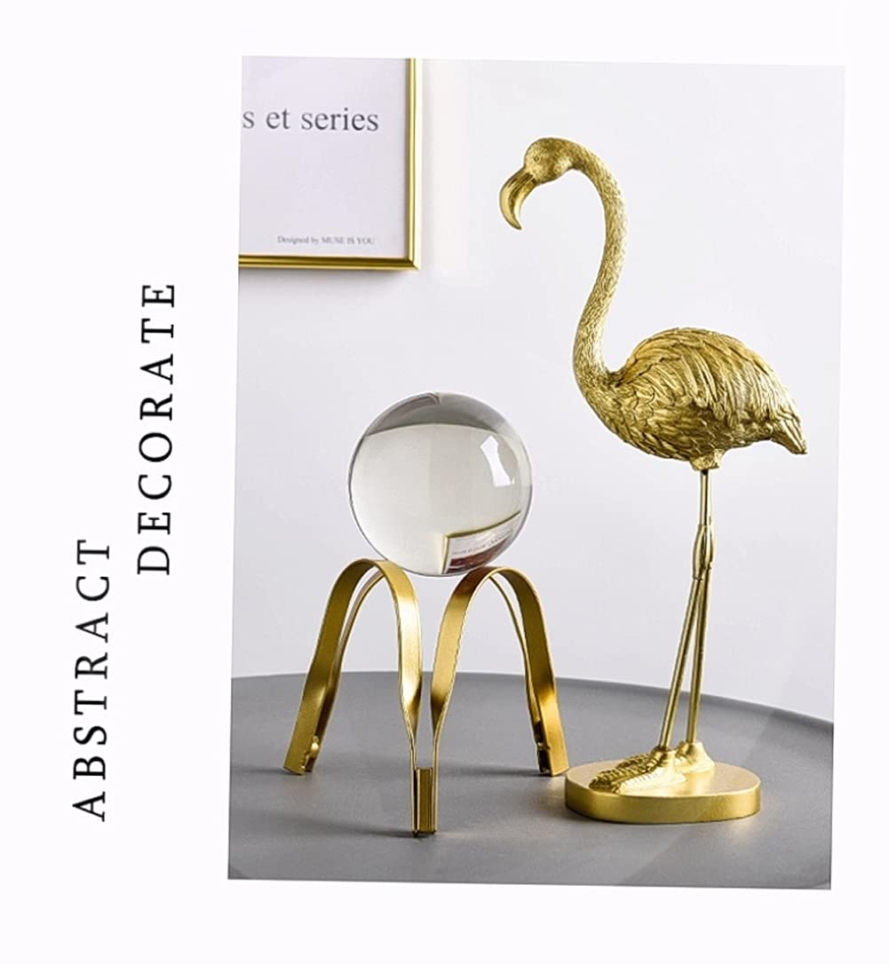 Modern Abstract Art Crystal Ball with Gold Iron Stand Decorative Ornaments for Living Room Bedroom TV Cabinet Crafts Gifts Office Home Decor (Pipe)