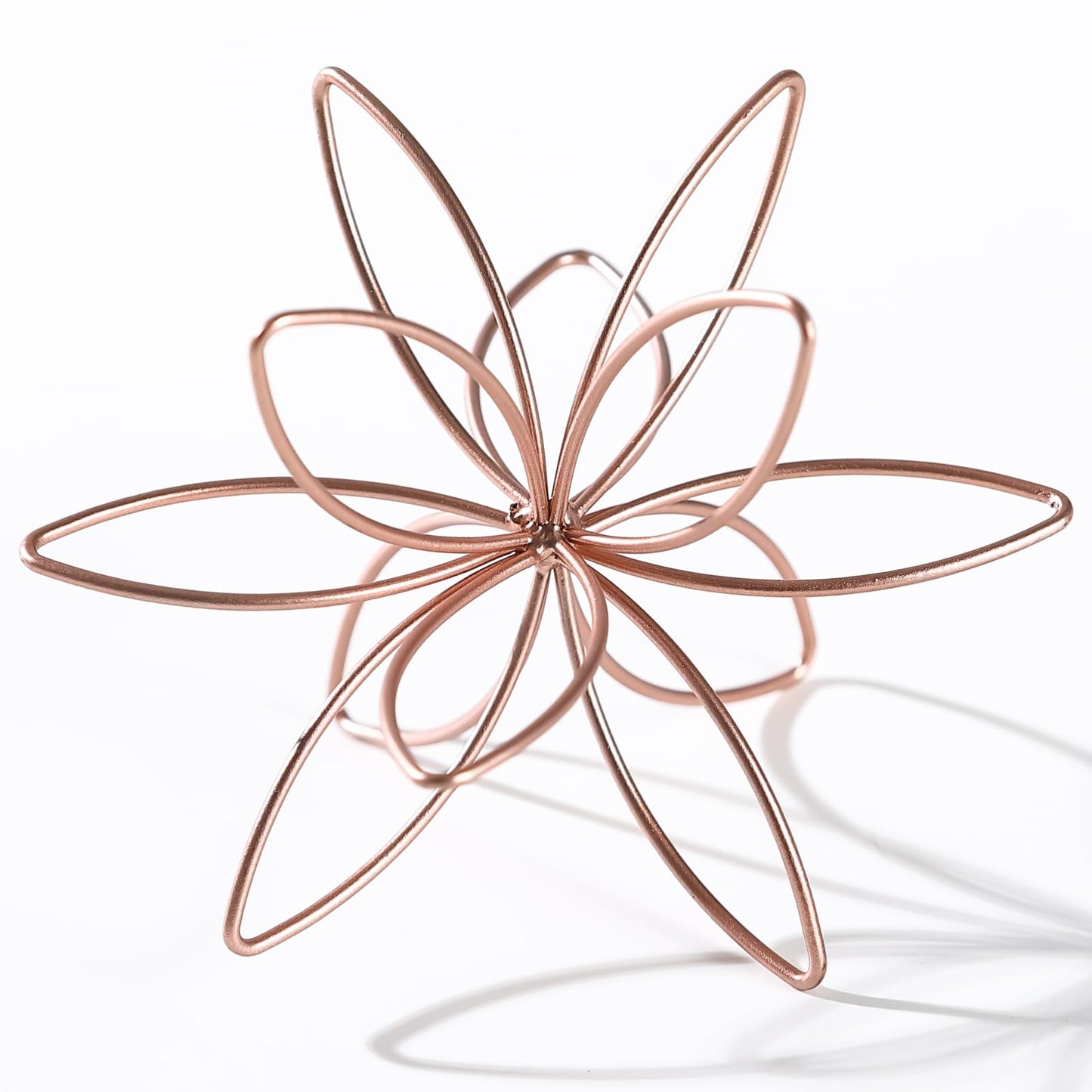 8" Metal Sphere Decor, Metal Floral Tabletop Sculpture, Abstract Tabletop Decorative Spheres for Home Decor (Rose Gold)