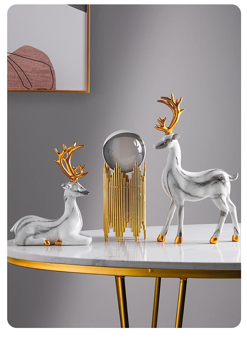 Modern Abstract Art Crystal Ball with Gold Iron Stand Decorative Ornaments for Living Room Bedroom TV Cabinet Crafts Gifts Office Home Decor (Pipe)