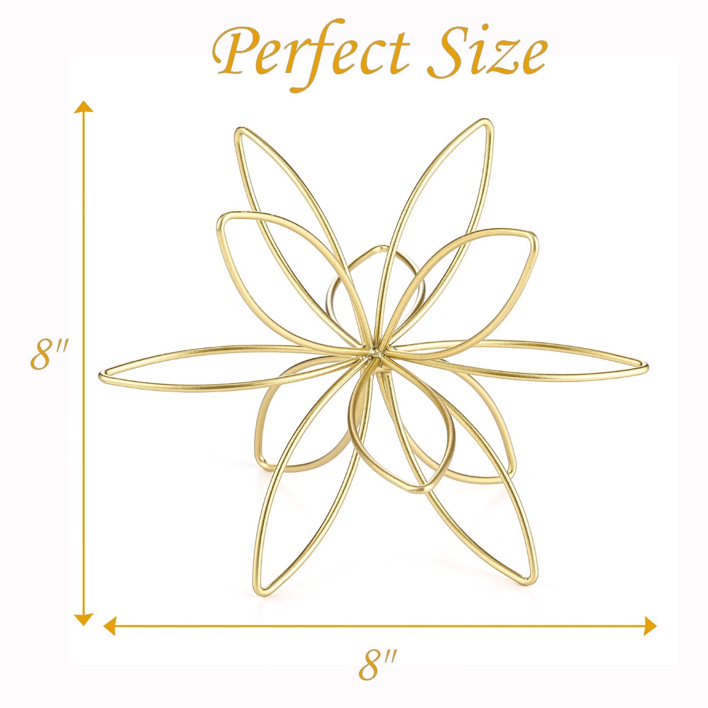 8" Metal Sphere Decor, Metal Floral Tabletop Sculpture, Abstract Tabletop Decorative Spheres for Home Decor (Rose Gold)
