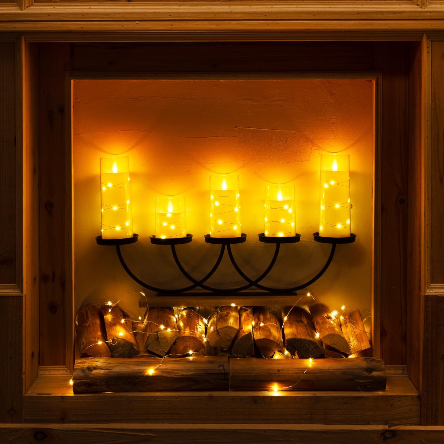Homemory Flameless Candles with Embedded Star String Fairy Lights, Battery Operated Candles, LED Candles, Fake Candles with Remote Control and Timer, Gray Acrylic, Set of 5(H4 5" 6" 8" 8")