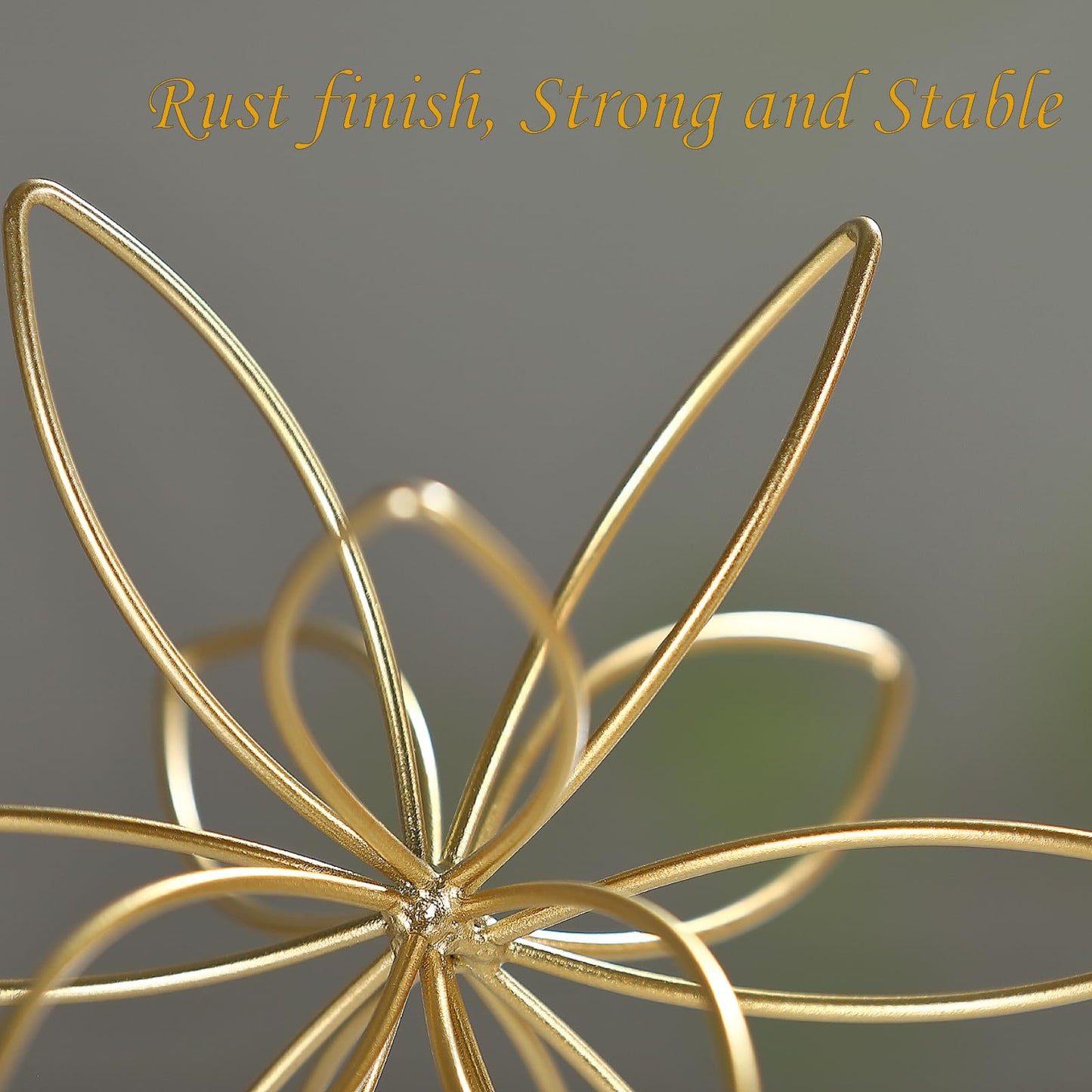 8" Metal Sphere Decor, Metal Floral Tabletop Sculpture, Abstract Tabletop Decorative Spheres for Home Decor (Rose Gold)