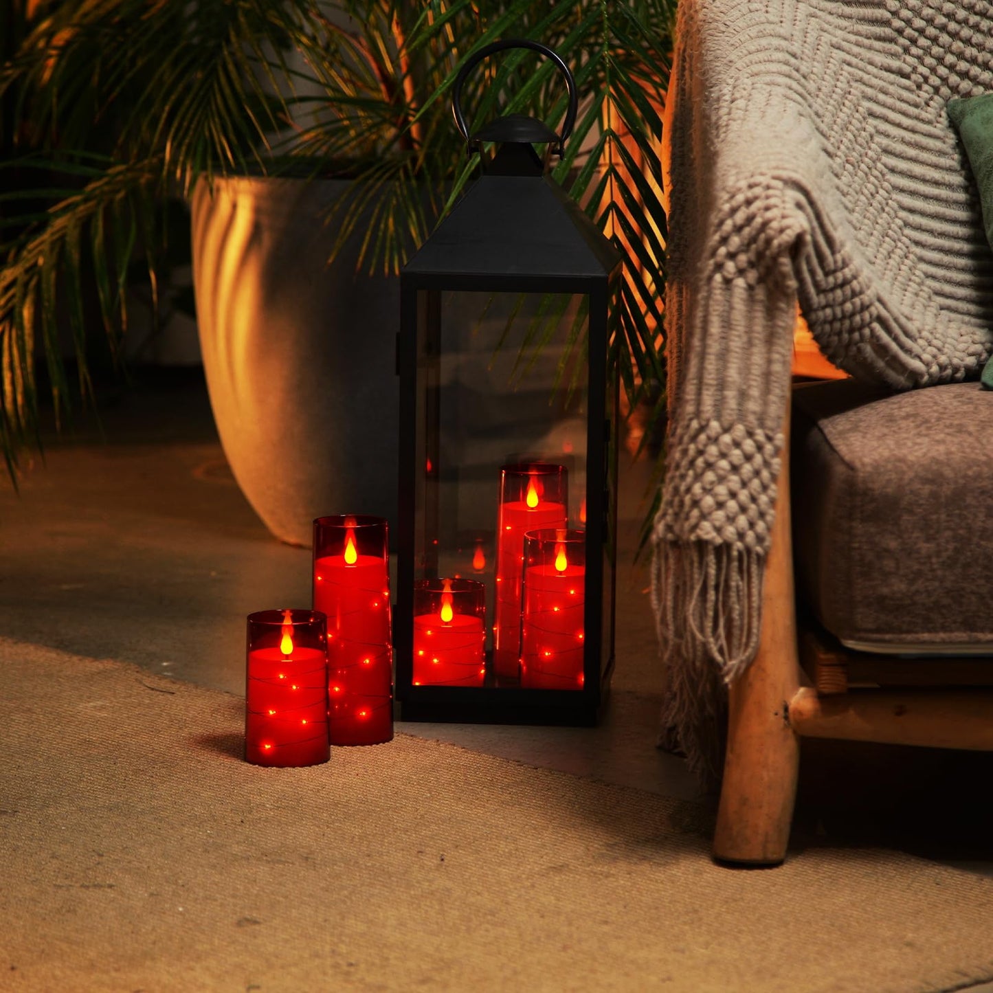 Homemory Flameless Candles with Embedded Star String Fairy Lights, Battery Operated Candles, LED Candles, Fake Candles with Remote Control and Timer, Gray Acrylic, Set of 5(H4 5" 6" 8" 8")