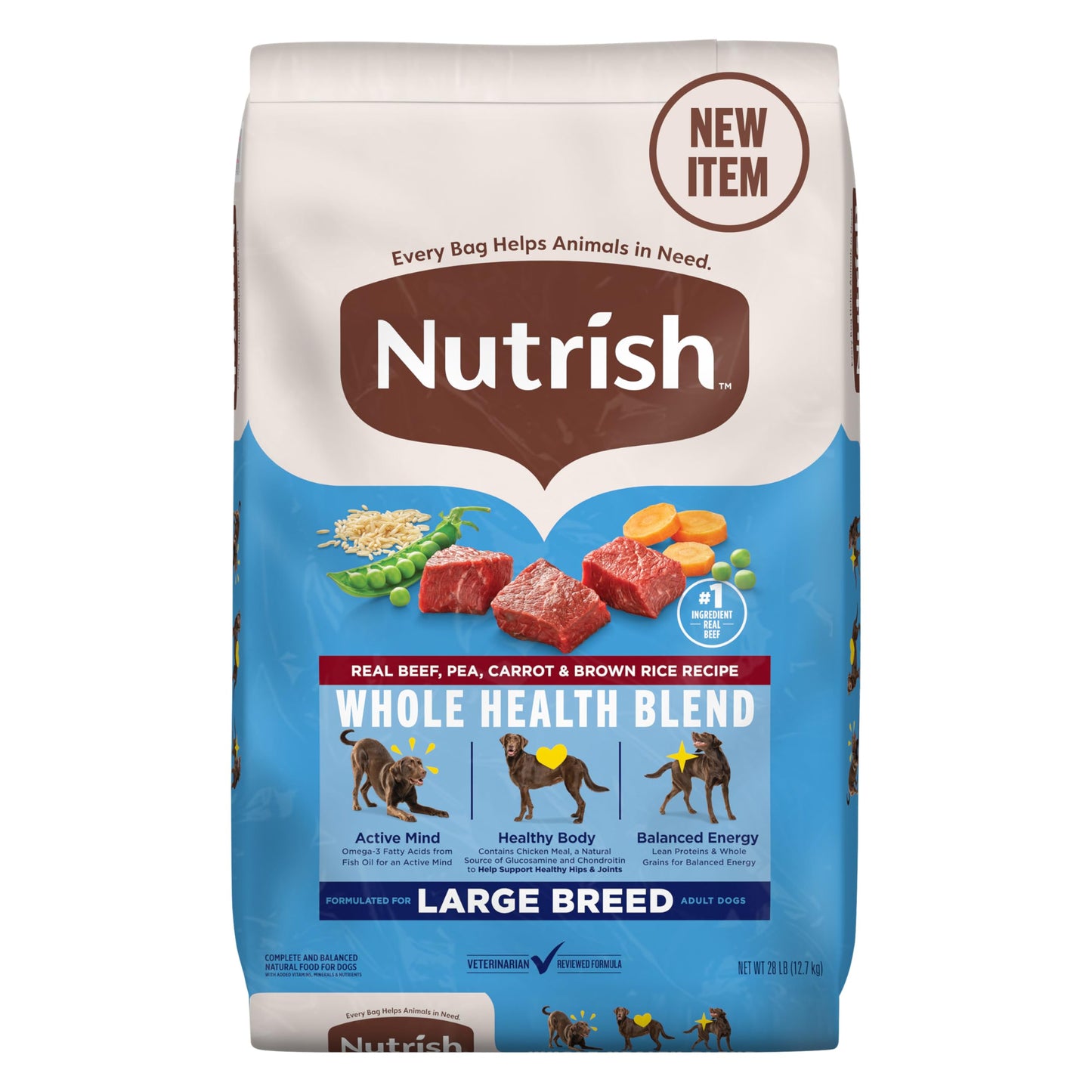 Nutrish Large Breed Real Beef, Pea, Carrot & Brown Rice Recipe Whole Health Blend Dry Dog Food, 14 lb. Bag (Rachael Ray)