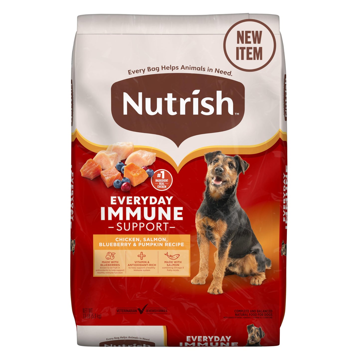 Nutrish Everyday Immune Support Chicken, Salmon, Blueberry & Pumpkin Recipe Dry Dog Food, 13 lb. Bag (Rachael Ray)