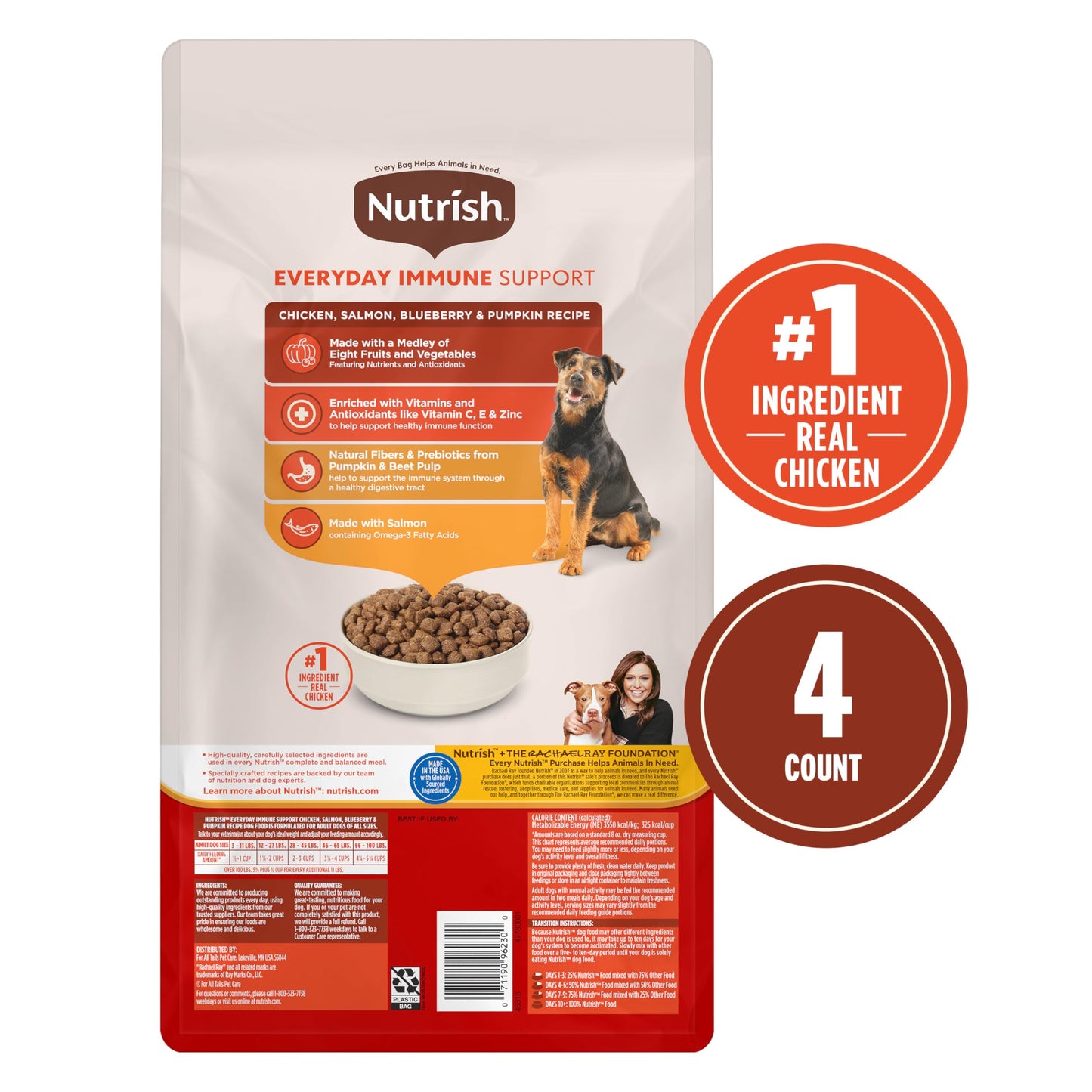 Nutrish Everyday Immune Support Chicken, Salmon, Blueberry & Pumpkin Recipe Dry Dog Food, 13 lb. Bag (Rachael Ray)