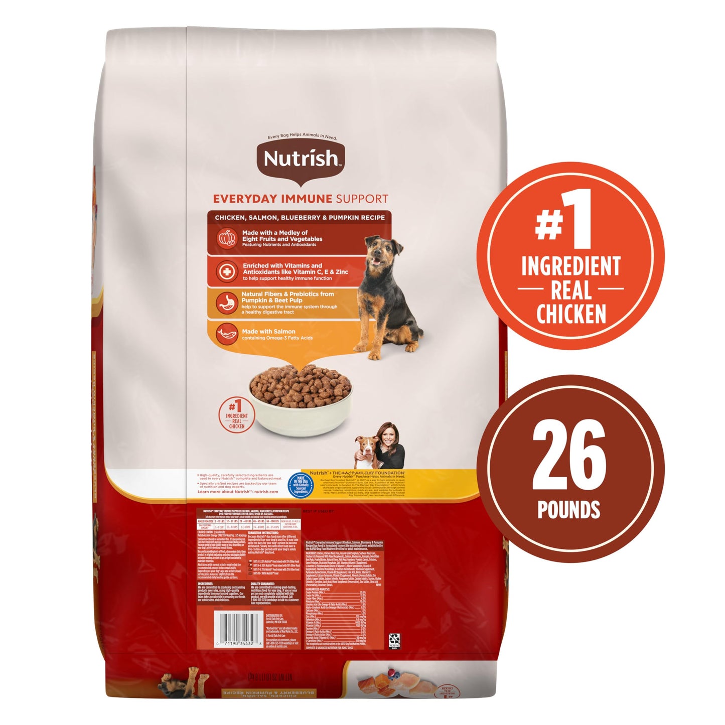 Nutrish Everyday Immune Support Chicken, Salmon, Blueberry & Pumpkin Recipe Dry Dog Food, 13 lb. Bag (Rachael Ray)