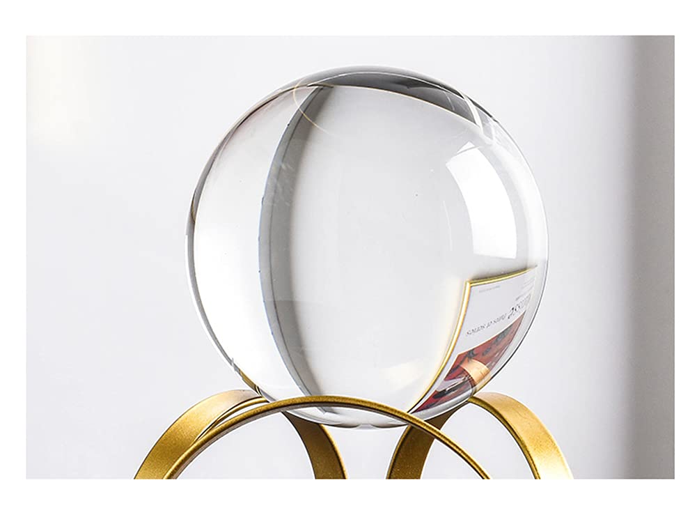 Modern Abstract Art Crystal Ball with Gold Iron Stand Decorative Ornaments for Living Room Bedroom TV Cabinet Crafts Gifts Office Home Decor (Pipe)