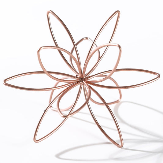 8" Metal Sphere Decor, Metal Floral Tabletop Sculpture, Abstract Tabletop Decorative Spheres for Home Decor (Rose Gold)