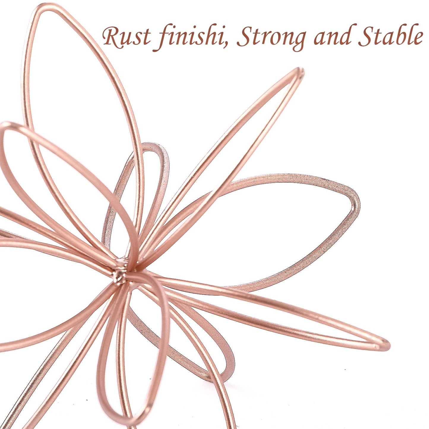 8" Metal Sphere Decor, Metal Floral Tabletop Sculpture, Abstract Tabletop Decorative Spheres for Home Decor (Rose Gold)