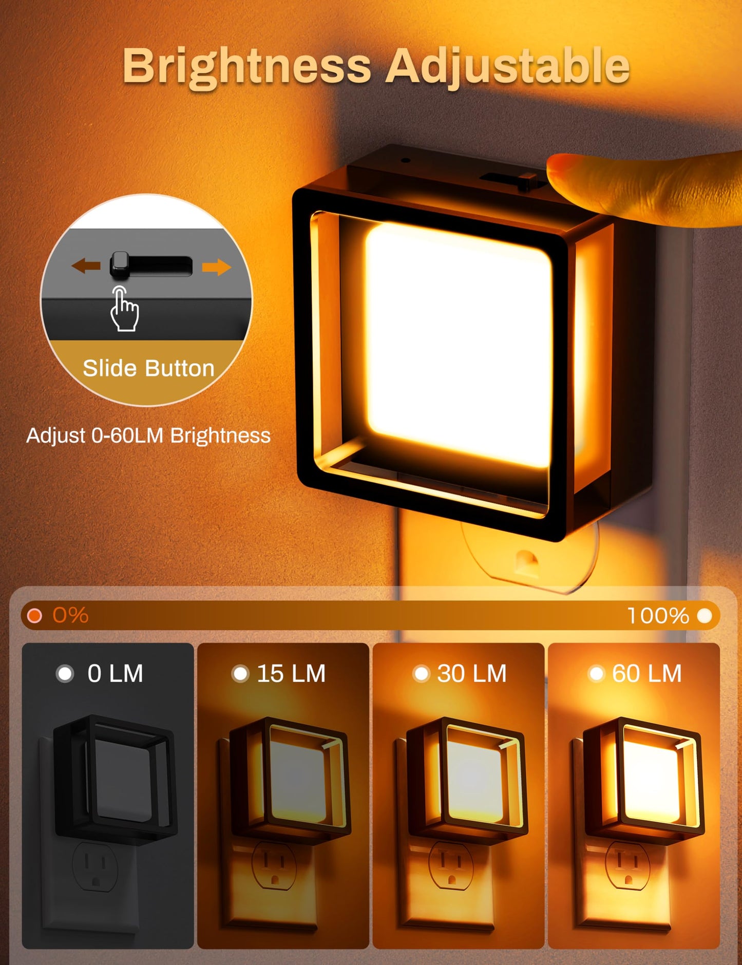 DORESshop LED Night Light, Night Lights Plug Into Wall [2 Pack] with Dusk-to-Dawn Sensor, Dimmable Nightlights, Adjustable Brightness for Bathroom, Hallway, Bedroom,Kids Room,Stairway,Soft White