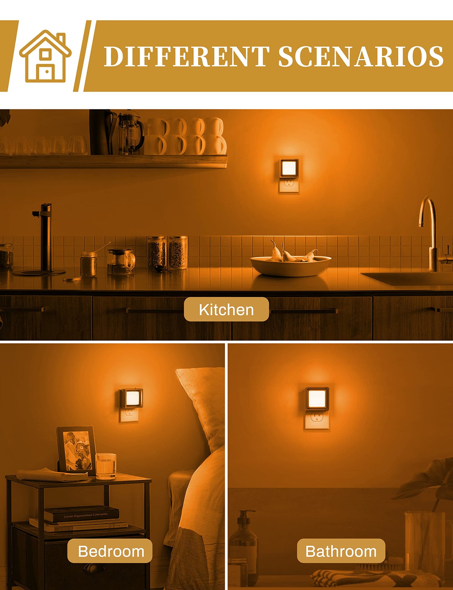 DORESshop LED Night Light, Night Lights Plug Into Wall [2 Pack] with Dusk-to-Dawn Sensor, Dimmable Nightlights, Adjustable Brightness for Bathroom, Hallway, Bedroom,Kids Room,Stairway,Soft White