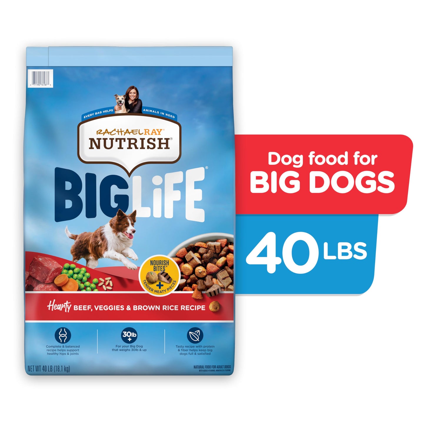 Nutrish Large Breed Real Beef, Pea, Carrot & Brown Rice Recipe Whole Health Blend Dry Dog Food, 14 lb. Bag (Rachael Ray)