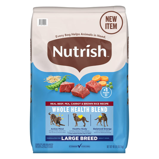 Nutrish Large Breed Real Beef, Pea, Carrot & Brown Rice Recipe Whole Health Blend Dry Dog Food, 14 lb. Bag (Rachael Ray)